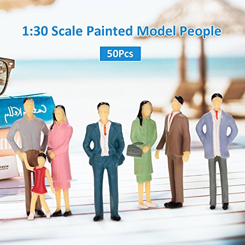 Goolsky 50Pcs 1:30 Escala pintada modelo personas tren pasajeros figuras