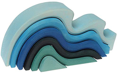 Grimm's Large WaterWaves Stacker - Nesting Wooden Wave Blocks, "Elements" of Nature: WATER by Grimm's Spiel and Holz Design