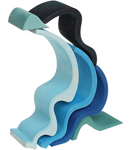 Grimm's Large WaterWaves Stacker - Nesting Wooden Wave Blocks, "Elements" of Nature: WATER by Grimm's Spiel and Holz Design