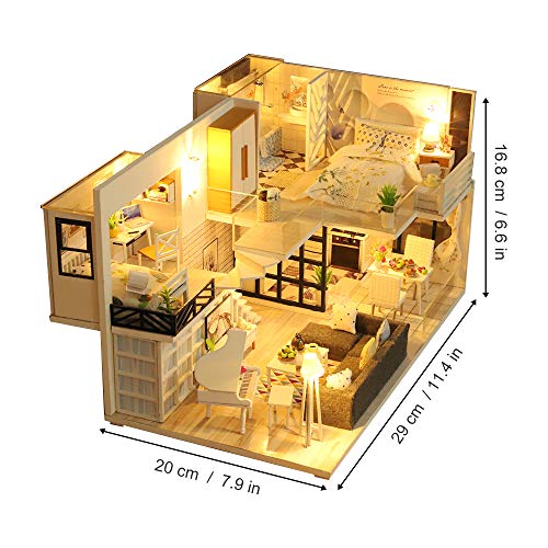 GuDoQi Casa en Miniatura con Música para Construir, Kit de Manualidades DIY, Miniatura de la Casa de Muñecas, Regalos Hechos a Mano para Cumpleaños y Navidad