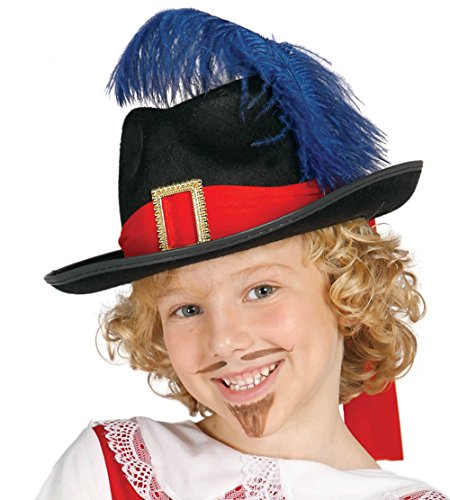 Guirca - Sombrero de mosquetero de fieltro, para niños, color negro (13562)