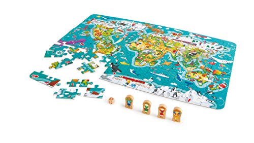Hape- Puzzle la vuelta al mundo 2 en 1, Color carbón (E1626) , color/modelo surtido