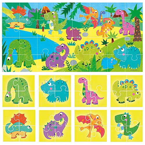Headu- Puzzle 8+1 Dinosaurs Juego Infantil Educativo Animales Prehistóricos, Color Multiple (IT22243)