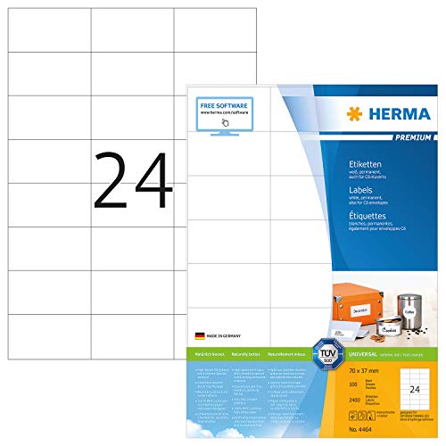 Herma Etiket SuperPrint 4464 - Etiquetas para impresoras (70 x 37 mm), blanco