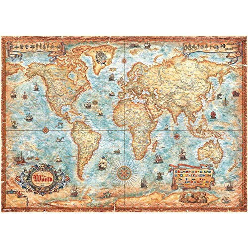 Heye Mapa de The World Standart 2000 Piezas (Incluye póster), Color marrón (KV&H Verlag GmbH 29845)