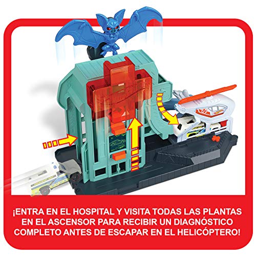 Hot Wheels City Hospital del Murciélago, pistas de coches de juguete (Mattel GJK90)