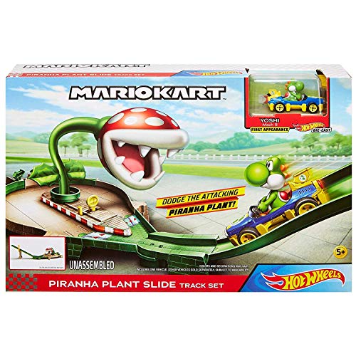 Hot Wheels Mario Kart Piraña, pistas de coches con vehículo para niños + 3 años (Mattel GFY47)