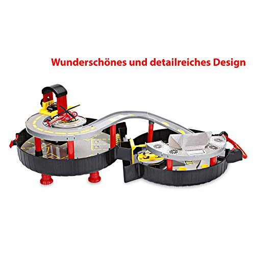 HSP Himoto Juego de juguetes de aparcamiento en bonito diseño de maleta, fácil de transportar para tus hijos, coches, helicópteros.
