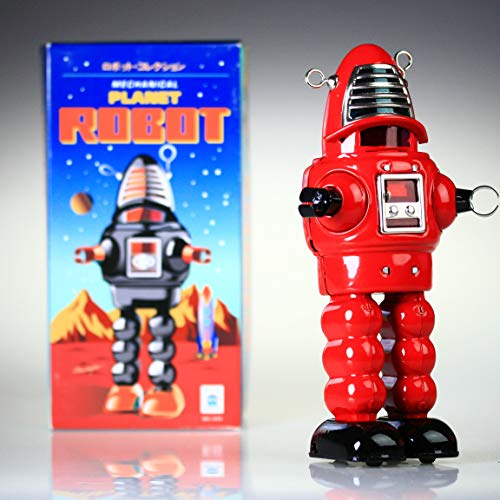 HwaStudio MS430 Estaño Rojo Planeta Robot mecánico, Robby el Robot, Vintage Reproducción acción Integral Juguete Rojo NOSTÁLGICA