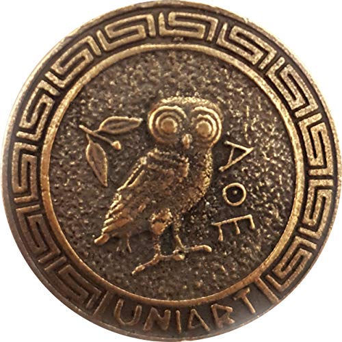 IconsGr Llavero Antiguo de la Moneda Athena Shield Goddess Athena Llavero