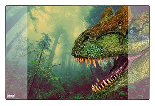 Idena 10452 - Vade de Escritorio con Dos Bolsillos, diseño de Dinosaurios, FSC Mix, Aprox. 58,5 x 38,5 cm, Accesorio práctico para niños, jóvenes y Estudios