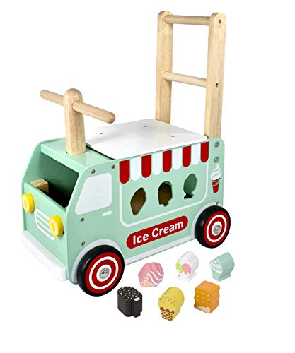 I'm Toy Camión de Helados correpasillo Juguete de Madera multifunción para bebés a Partir de 1 año