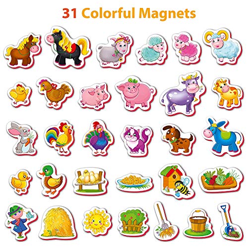 Imanes nevera para niños Animales de Granja 31 pcs - Magneticos para niños Imanes juegos magneticos niños- Juegos niños 2 años educativos Animales para niños Animales juguetes niños 2 años