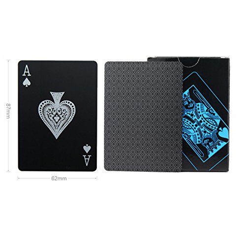 Impermeable Poker Tarjetas Negra Tarjetas de Juego profesional póquer tarjeta Playing Cards – Cartas de plástico Top calidad de póquer para su póquer Placer, negro