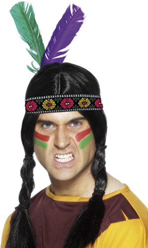 India-22291 Cinta de cabeza con plumas inspirado por los americanos nativos, multi-color, co, multicolor, Tamaño único (Smiffy's 22291) , color/modelo surtido