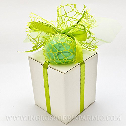 Ingrosso e Risparmio Ambientador cuadrado de cristal satinado con varillas y placa plateada con alianzas, bombonera moderna para boda, con caja de regalo (con paquete verde)