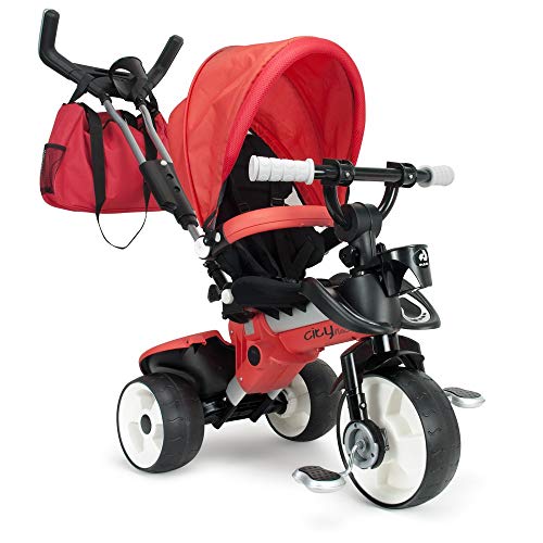 INJUSA - 8 Triciclo City Max para Bebés desde los 6 Meses con Mango para Control Parental de Dirección, color rojo (3271)