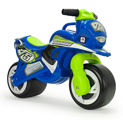 INJUSA - Correpasillos Moto Tundra con Decoración Permanente e Impermeable Recomendada Niños +18 Meses Color Azul y Verde