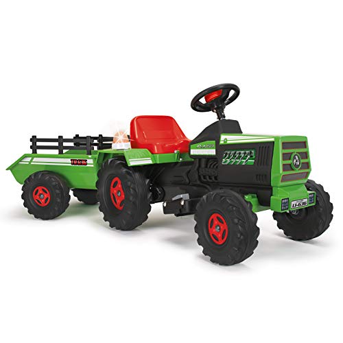 INJUSA - Tractor con Remolque para Niños 6 V, Color verde, 3+ (636)