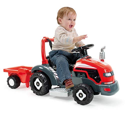 INJUSA - Tractor Little 2 en 1 Eléctrico de 6V y Correpasillos para Niños entre 1 y 3 Años, color rojo (1505)