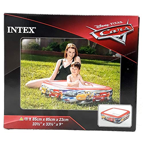 Intex 57101NP - Piscina bebé hinchable cuadrada de Cars, 85 x 85 x 23 cm, 57 litros