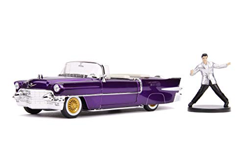 Jada 30985 Hollywood Rides 1:24 Elvis Presley 1956 Cadillac Eldorado con Figura, Morado