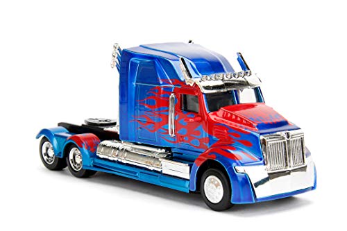 Jada Toys Transformers T5 Optimus Prime Western Star 5700 Ex Phantom - Coche de Juguete (Escala 1:32), Color Azul y Rojo