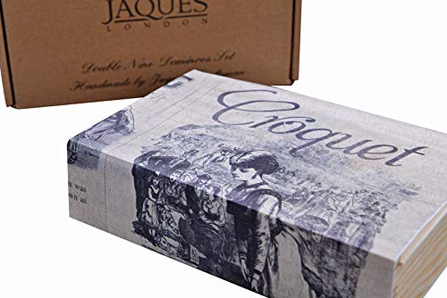 Jaques of London Dominó - Club Doble Nueve dominós engastados en una Tapa Deslizante de Madera D9 Box