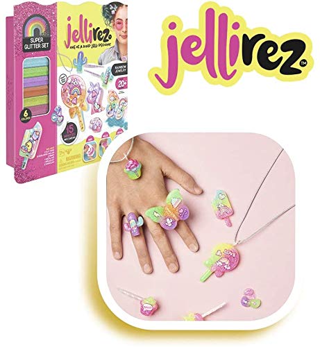 Jellirez - Glitter Set, crea tus joyas con gelatina y purpurina (Famosa JEL01000)