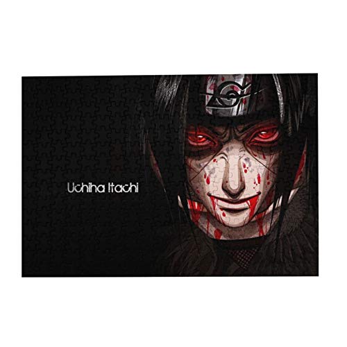 Jigsaw Picture Puzzles Gift For Girl 300pcs Educational Family Game Wall Artwork,Hiha Itachi Naruto Shippuuden Uchiha Madara Anime Red Eyes Blood Artwork Simple Background Face Glowing Eyes Black