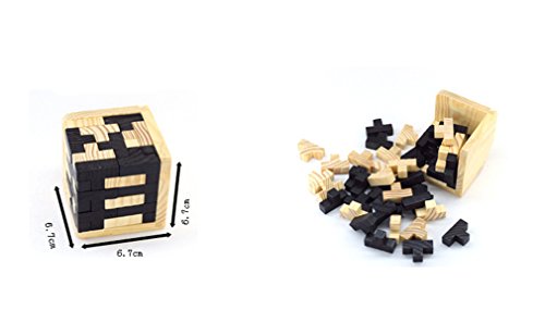 Joyeee 9 Piezas Cubo 3D Rompecabezas de Madera Juego Puzle #2 - Desafiar su Pensamiento lógico Decoración