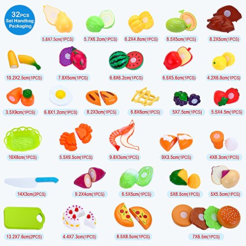 JoyGrow Alimentos de Juguete 32 Piezas Cortar Frutas Verduras Temprano Desarrollo Educación Bebé Niños Juegos para cocinar