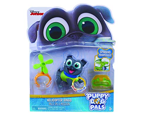 JP Puppy Dog Pals- Puppy Dog Light Up Pals On A Mission-Bingo with Helicopter and Helmet Figura, Multicolor (Flair Leisure Products 94072)