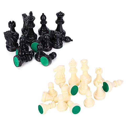 Juego de ajedrez Juego de Piezas de ajedrez de plástico Blanco y Negro para Piezas de ajedrez internacionales estándar 32 Piezas de ajedrez de Torneo de reemplazo(77mm)