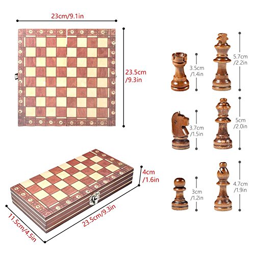 Juego de Ajedrez Magnético 3 en 1 Damas Backgammon Dados Tablero de Ajedrez Plegable con Piezas Magnéticas