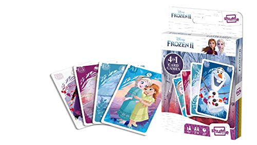 Juego de Cartas Shuffle Fun Frozen II - Baraja de Cartas con 4 Juegos de Snap, Familias, Parejas y Juego de Acción