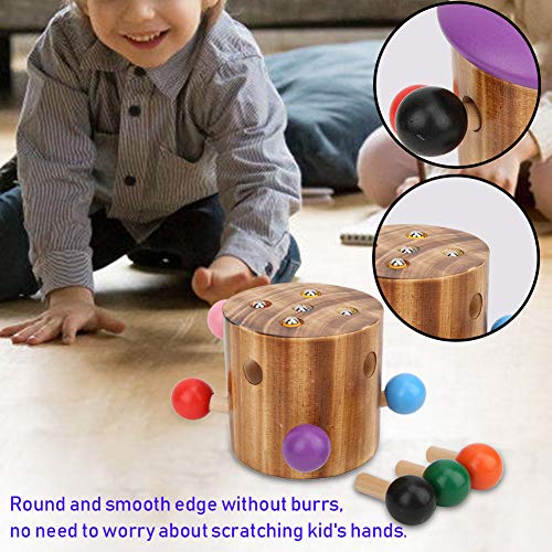 Juego de gusano de captura de hongos, bloques de juguetes de madera magnética Juguete de coordinación ojo-mano para niños Juguete de entrenamiento para niños(Catch Worm Game Juguete magnético)