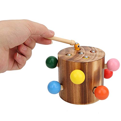 Juego de gusano de captura de hongos, bloques de juguetes de madera magnética Juguete de coordinación ojo-mano para niños Juguete de entrenamiento para niños(Catch Worm Game Juguete magnético)