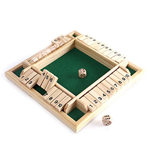 Juego de mesa, Cerrar la caja Juego de dados de madera para 4 jugadores, Juego de dados de tablero tradicional matemático para niños, adultos y familia, juguete educativo de aprendizaje de matemáticas