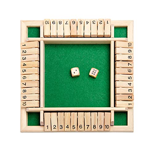 Juego de mesa, Cerrar la caja Juego de dados de madera para 4 jugadores, Juego de dados de tablero tradicional matemático para niños, adultos y familia, juguete educativo de aprendizaje de matemáticas