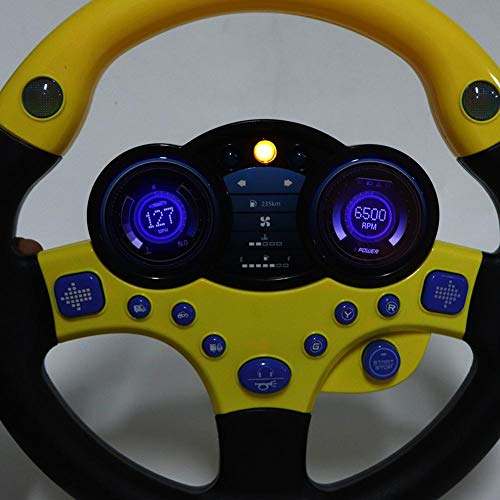 Juguete para volante, coche de copiloto con música y luz para niños juguetes de aprendizaje para conducir regalo de educación musical para niños pequeños aprendices (amarillo)