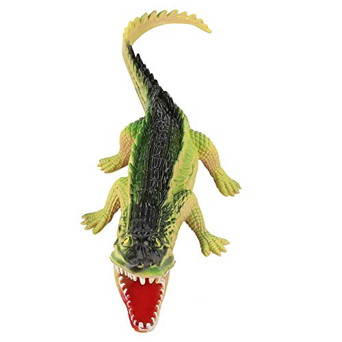 Juguetes de cocodrilo de 12 pulgadas, figura de acción de cocodrilo grande suave Modelo animal de simulación de cocodrilo divertido con sonido para fiesta, carnavales, festivales(Light Color)