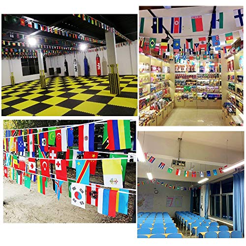 JZK 50 Metros Banderas de Mundo 200 Banderas países, banderitas internacionales, banderines Tela guirnaldas para decoración Fiesta Jardin