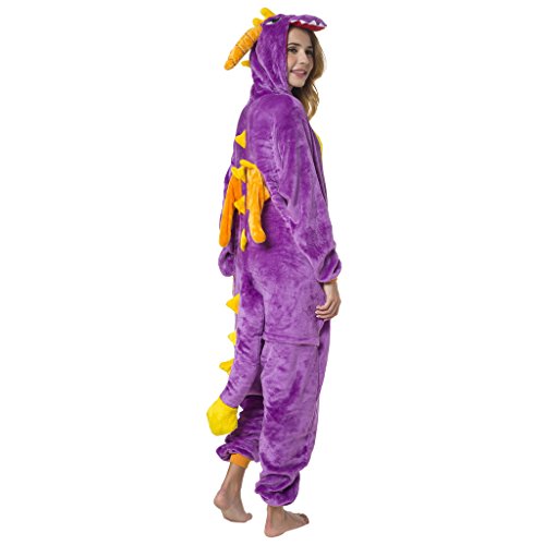Katara-(10+ Modelos) Kigurumi Pijamas Disfraz Animal Halloween Adultos, Color dinosaurio lila, Talla 175-185cm (1744) , color/modelo surtido