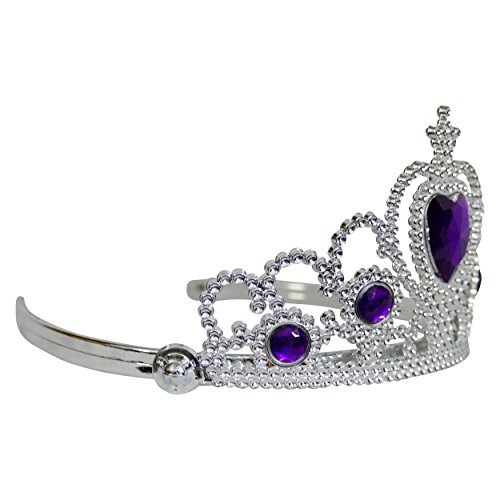 Katara 1682 - Diadema de Princesa Accesorio de Disfraz Corona de Cuentos de Hadas - Plateada con Cristales, Violeta