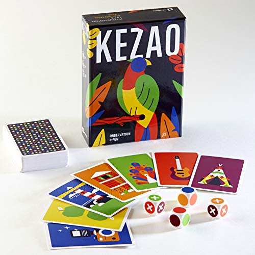 Kezao - Juego de Cartas Coloridas y Divertidas con Dados - Rápido y observación - Juegos de Mesa para Familia y niños