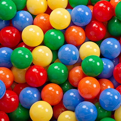 KiddyMoon 200 ∅ 6Cm Bolas Colores De Plástico para Piscina Certificadas para Niños, Amarillo/Verde/Azul/Rojo/Naranja