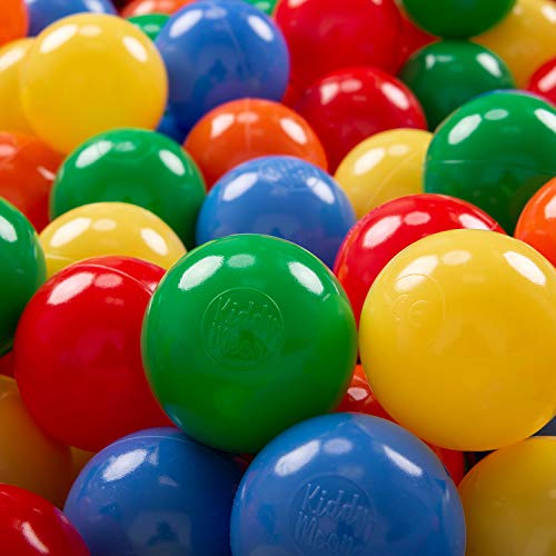 KiddyMoon 200 ∅ 7Cm Bolas Colores De Plástico para Piscina Certificadas para Niños, Amarillo Verde Azul Rojo Naranja