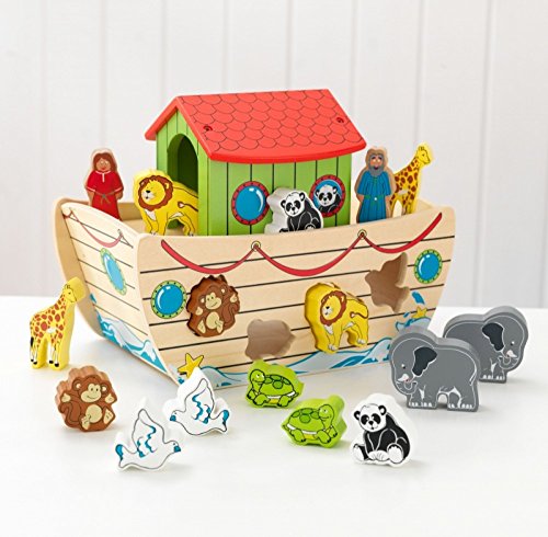KidKraft 63244 Juego de madera para niños Arca de Noé con 17 piezas incluidas para identificar formas y animales , color/modelo surtido