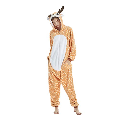 KiKa Monkey Flanela Unicornio Cartoon Animal Novedad Navidad Pijama Cosplay (XL, Giraffe)